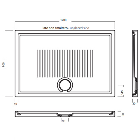 Душевой поддон керамический Hatria LIF H3 Y1ZZ01 120х70 белый